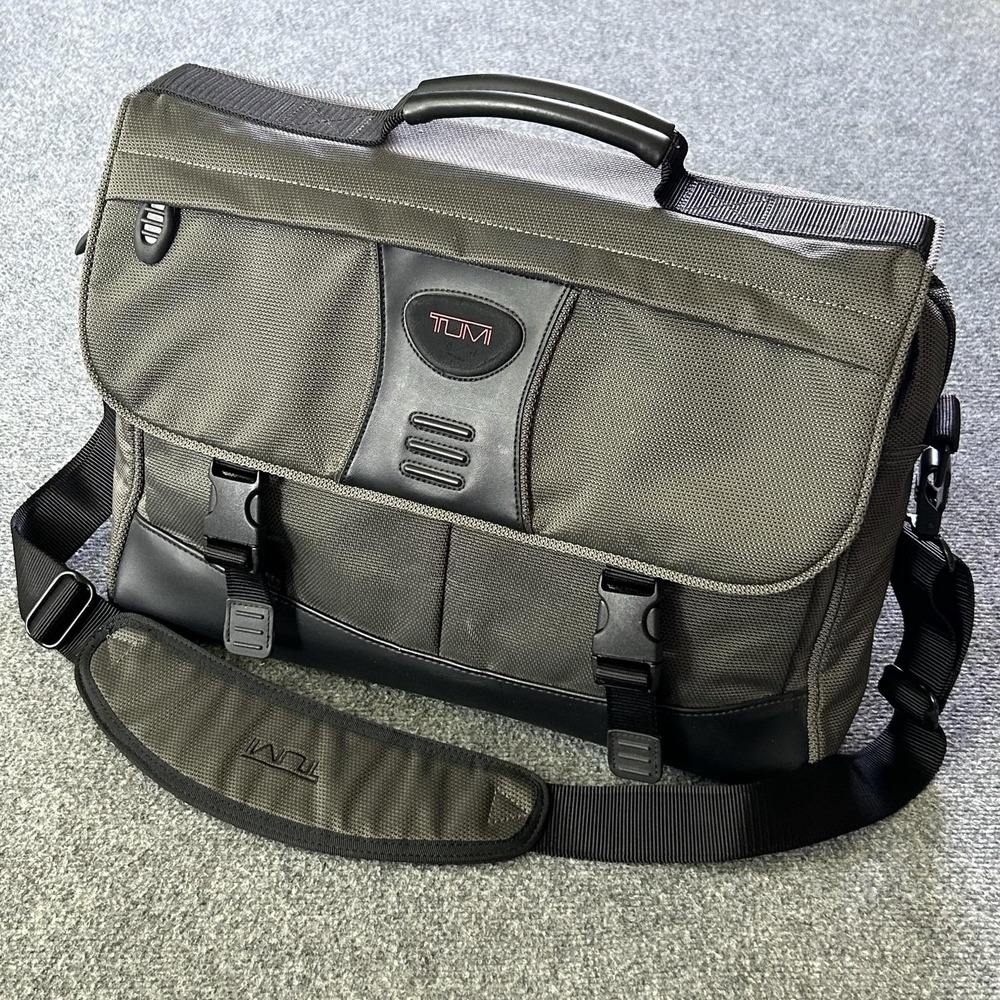 Tumi Messenger Bag Grey Nylon Laptop Briefcase Men Travel Shoulder Bag